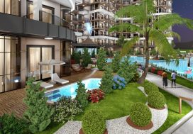 Садовый дуплекс 2+1 с садом и бассейном Ses Star, Паяллар, Аланья