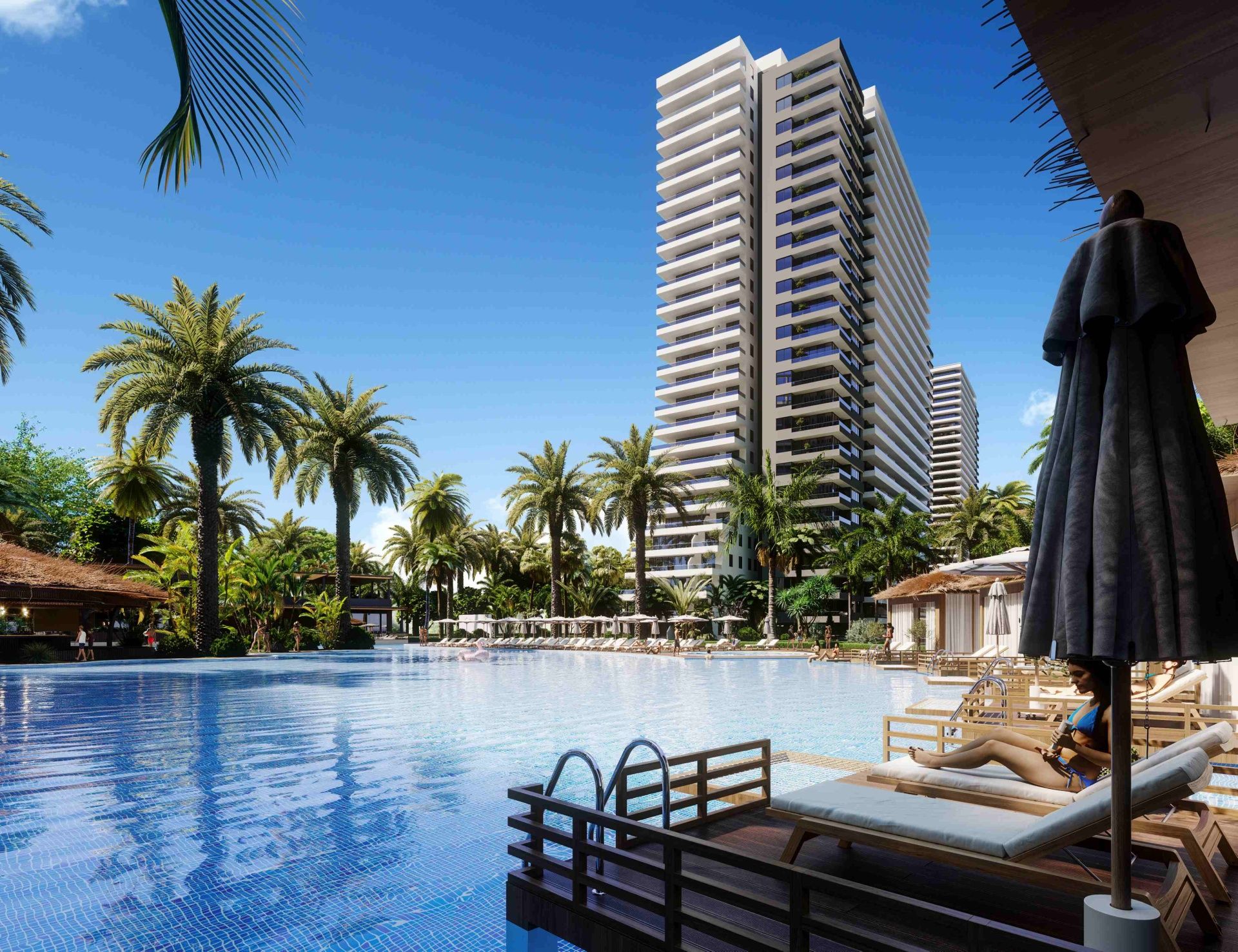 Студия 46 м2 с террасой в элитном комплексе в 700 метрах от пляжа